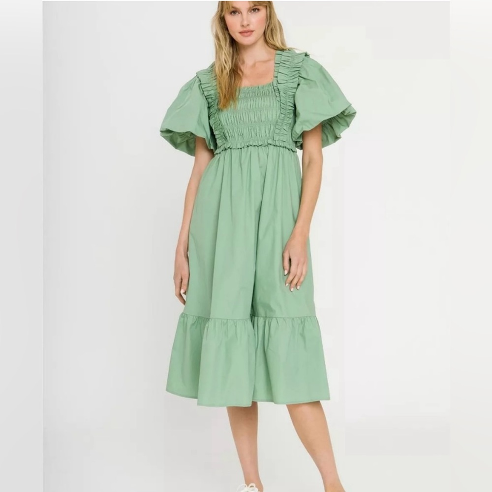 English factory Smocked Dress - Green
